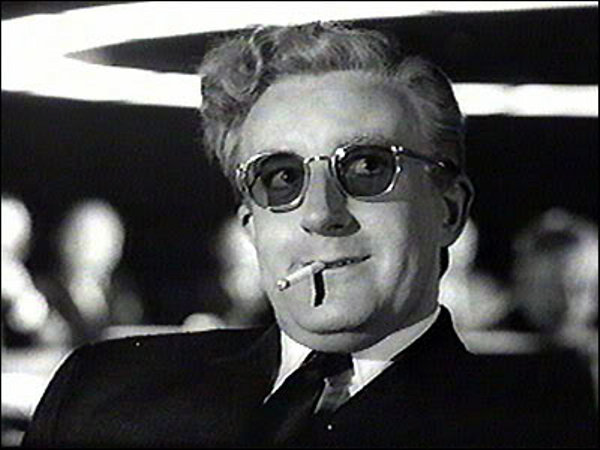 Dr Strangelove (Dr Strangelove)<br>Peter Sellers plays the President’s wheelchair-bound science advisor, who advocates the deployment of a nuclear "doomsday device." Strangelove suffers from alien hand syndrome, which causes him to lapse uncontrollably into a fascist salute – the same sort of involuntary reflex that makes Hollywood directors yell "Nazi villain!" in movie brainstorming sessions.Photo: Hawk Films & Columbia Pictures via photobucket.com