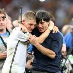 Bastian Schweinsteiger and Coach Joachim Löw embrace post-match.Photo: DPA