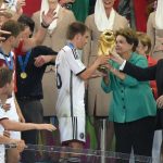 President Dilma Rousseff hands Lahm the World Cup.Photo: DPA