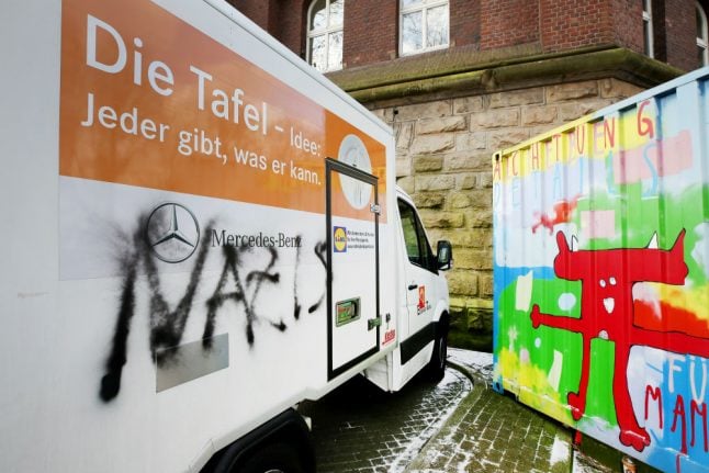‘Nazi’ sprayed on food charity which refused to take new migrant clients