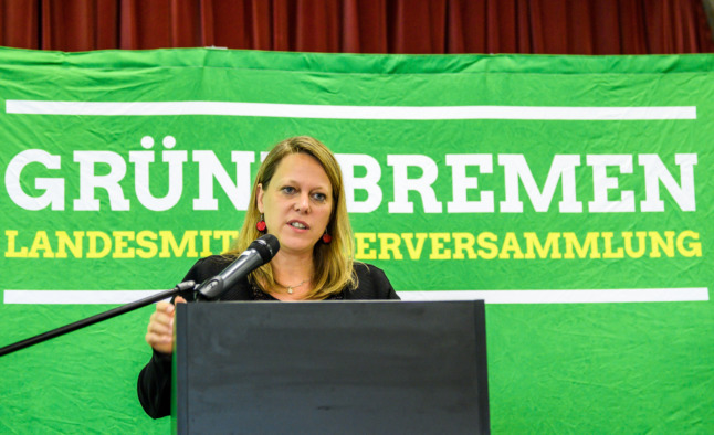 Greens politician Maike Schaefer speaks at a Green Party conference