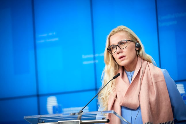 EU Energy Commissioner Kadri Simson speaks at the European Parliament. 