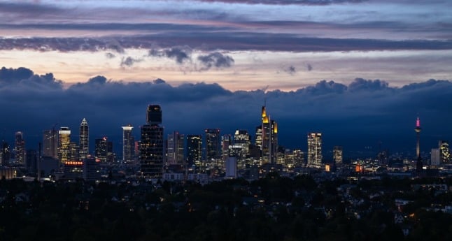The skyline of Frankfurt. 