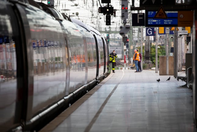 A train arrives at Cologne station. 