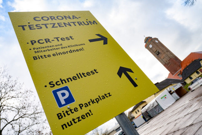 A sign to a test centre in Stralsund