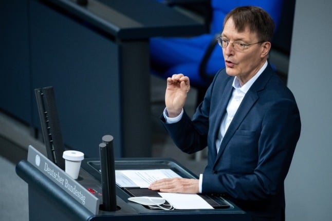 Health Minister Karl Lauterbach in the Bundestag on Friday. 