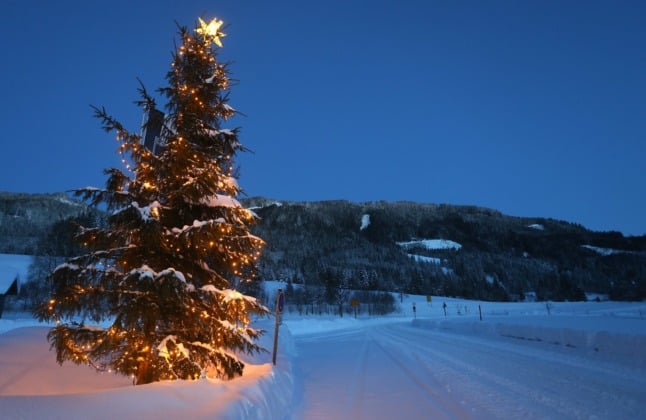A Christmas tree in Bad Hindelang, Bavaria.