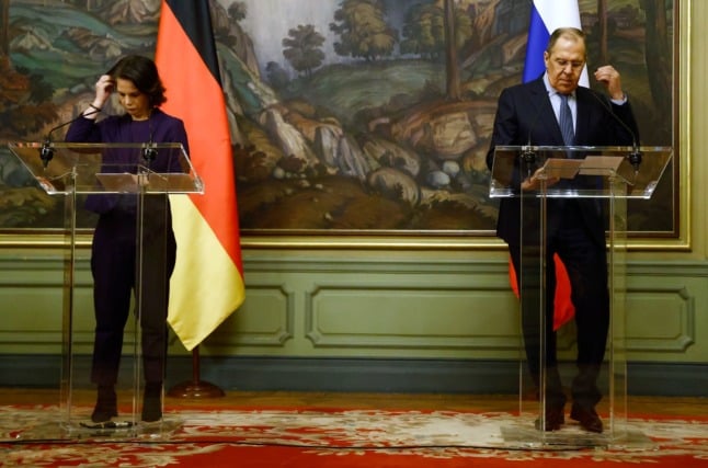 German Foreign Minister Annalena Baerbock with her Russian counterpart Sergei Lawrow in Moscow on January 18th.